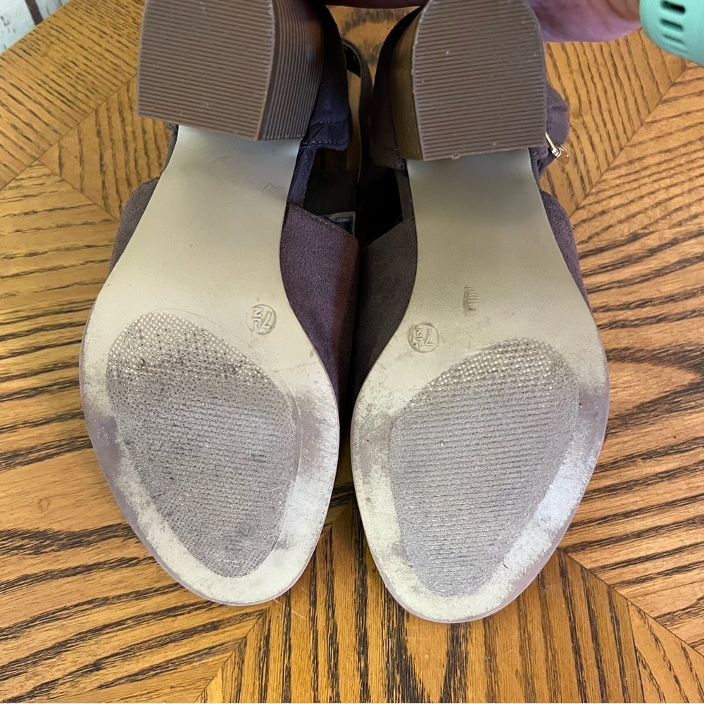 Christian Lacroix Peep Toe Brown Suede Booties | Women's Size 7.5 ๐ขโจ - Picture 7 of 11